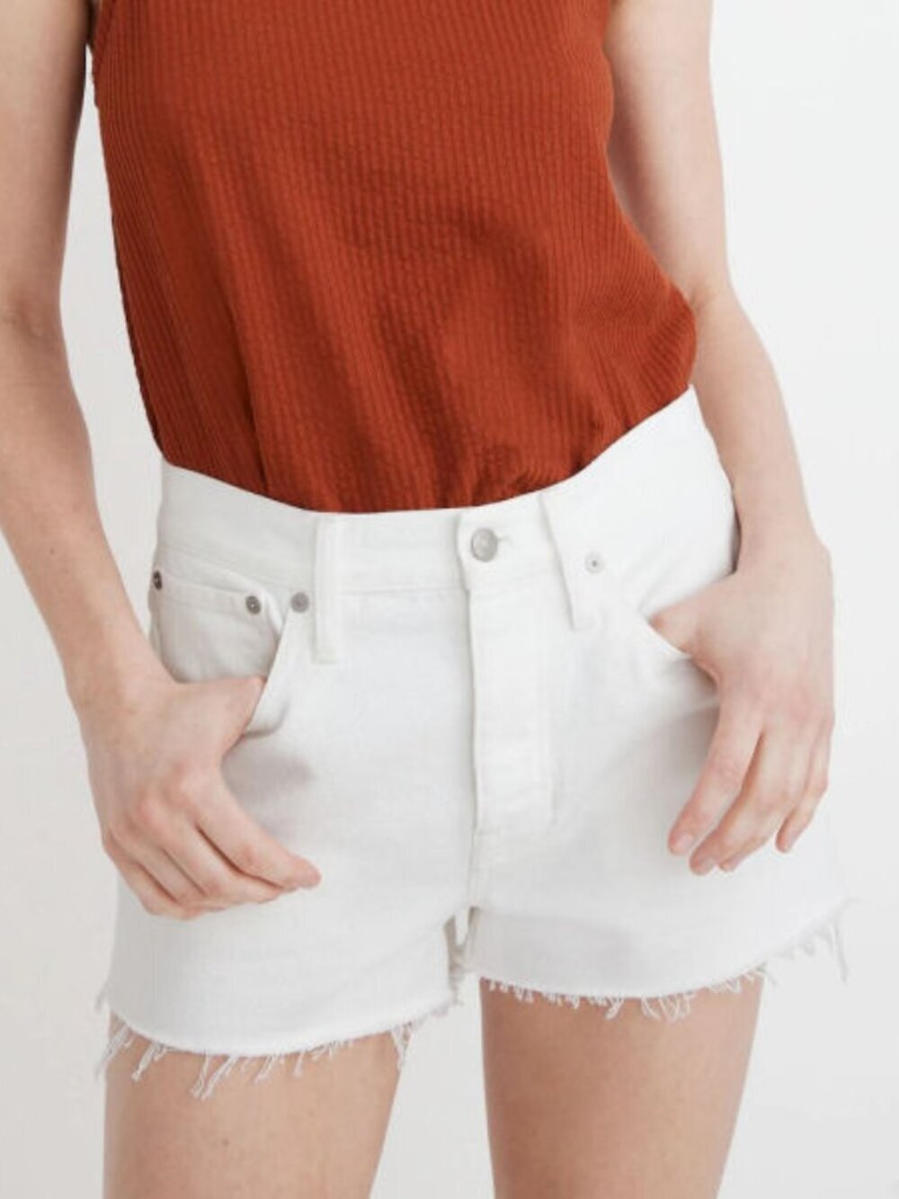 Madewell Relaxed Denim Shorts Size 27 High Rise Button Fly Cut Offs Slouchy EUC